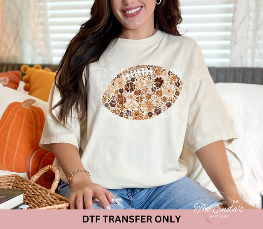 Boho Autumn Floral Football DTF Transfer
