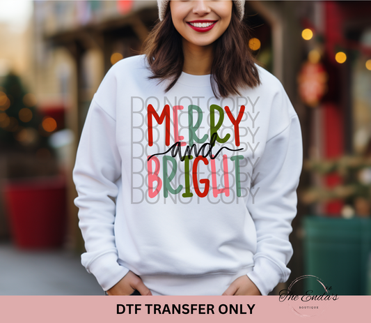 Merry and Bright DTF Transfer