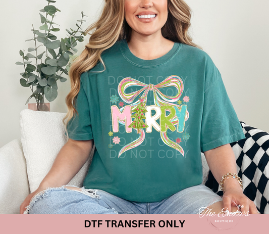 Christmas Merry Bow DTF Transfer