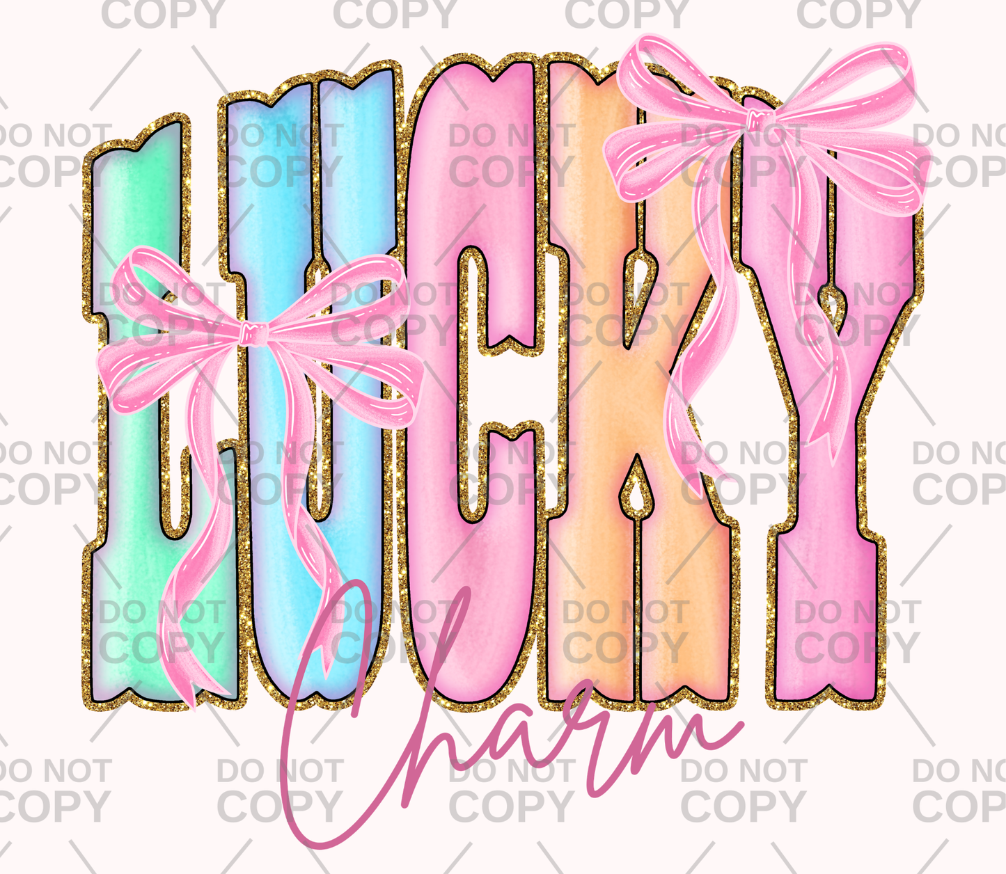 Faux Glitter Lucky Charm Coquette DTF Transfer