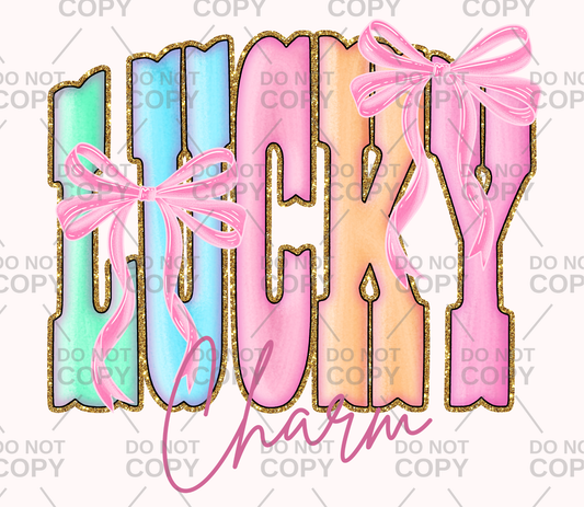Faux Glitter Lucky Charm Coquette DTF Transfer