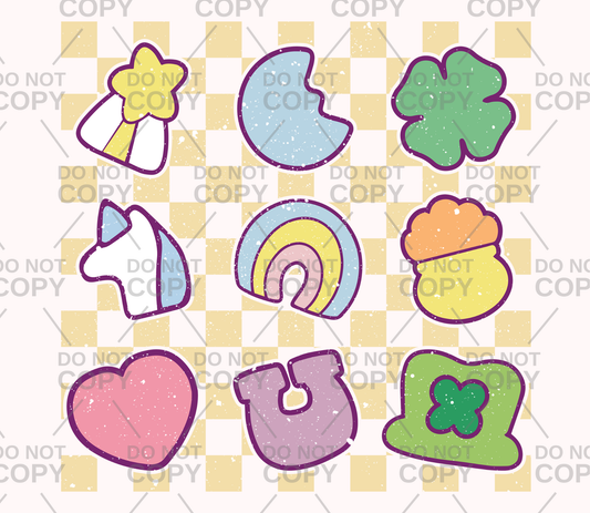 Distressed Checkered Lucky Charms DTF Transfer