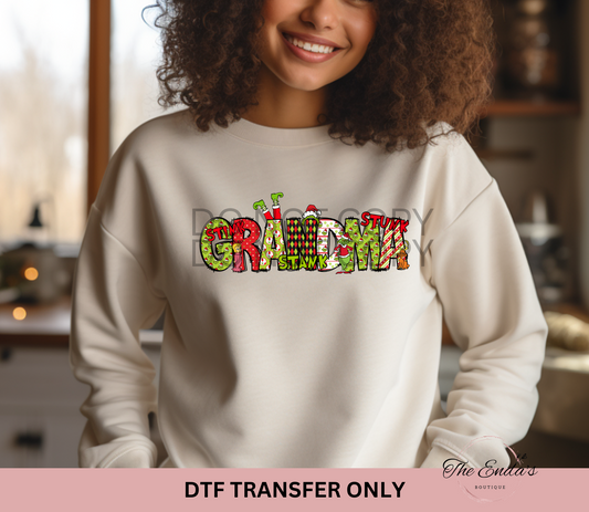 Grinch Grandma DTF Transfer