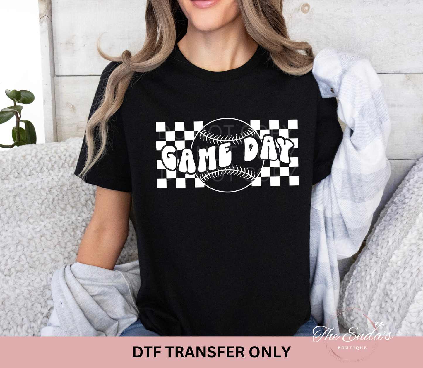 Checkered Baseball Game Day DTF Transfer