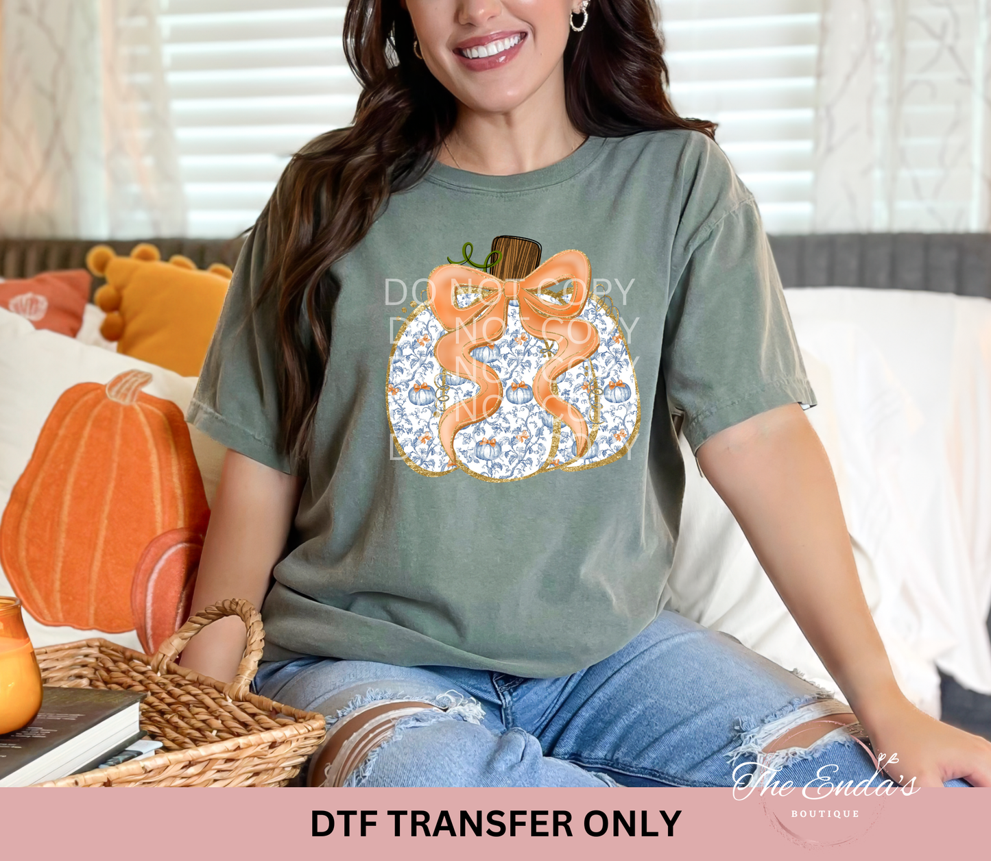 Grandmillennial Pumpkin DTF Transfer