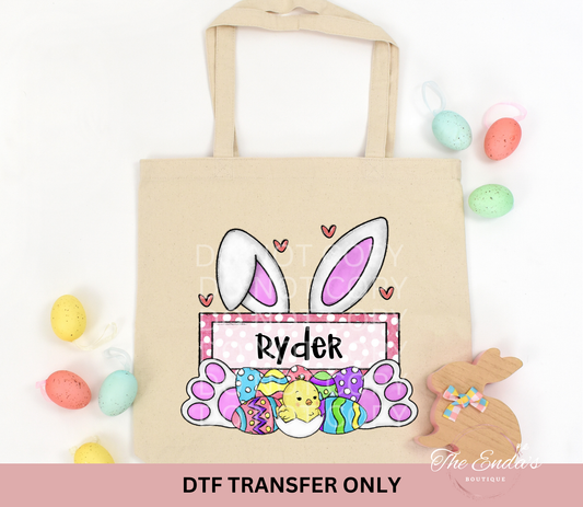 Personalized Easter Bunny Eggs DTF Transfer