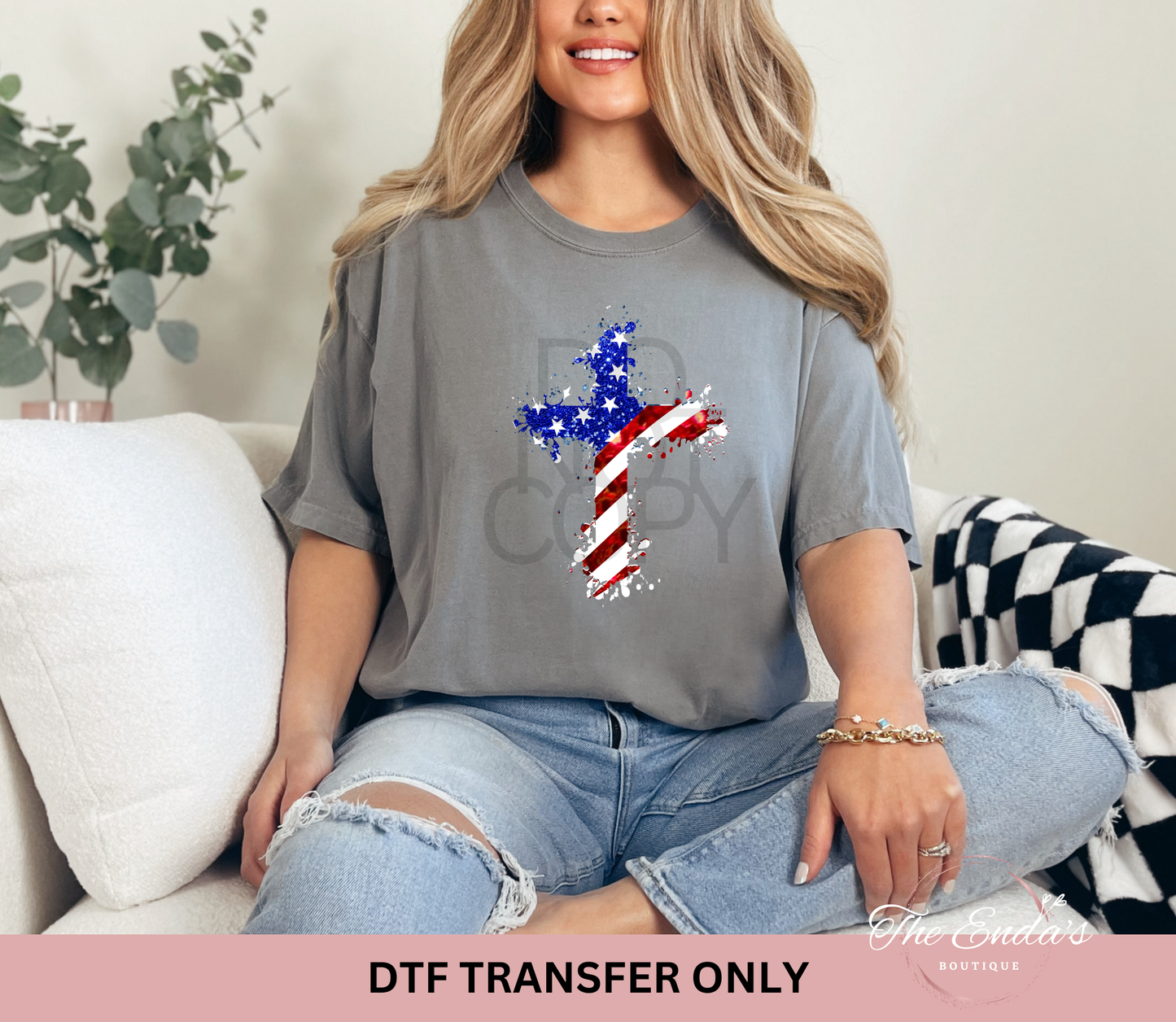 USA Flag Cross DTF Transfer