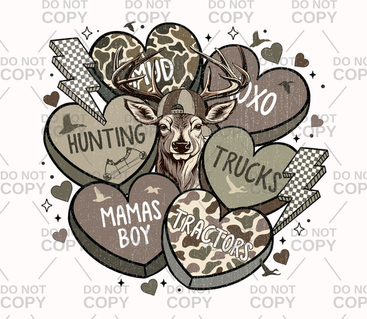 Camo Deer Valentine DTF Transfer