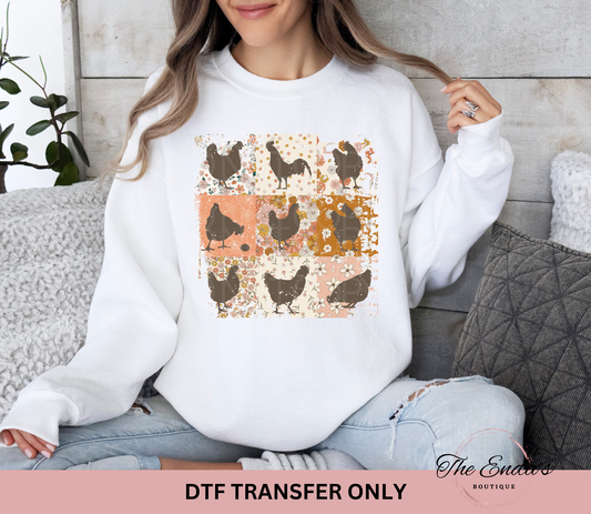 Retro Chickens DTF Transfer