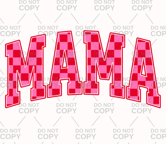 Pink and Red Checkered Mama DTF Transfer