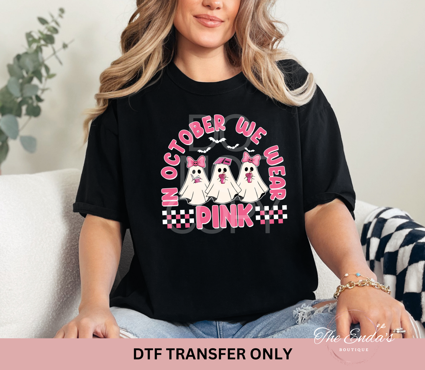 Three Ghost October We Wear Pink DTF Transfer