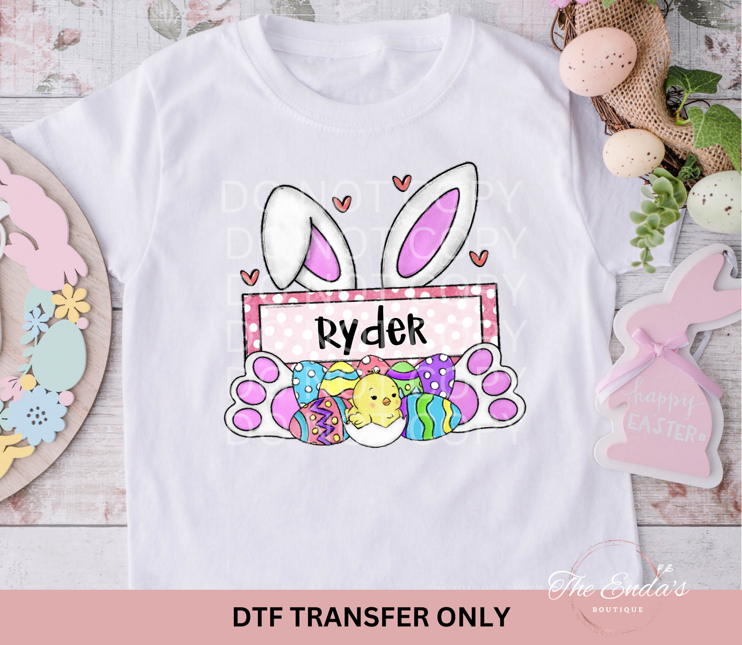 Personalized Easter Bunny Eggs DTF Transfer