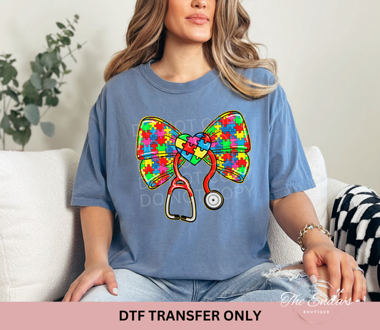 Autism Awareness Stethoscope DTF Transfer