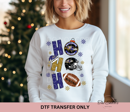 Ho Ho Ho Baltimore Ravens DTF Transfer