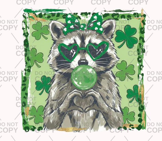 Raccoon Leopard St Patricks Day Shamrocks DTF Transfer