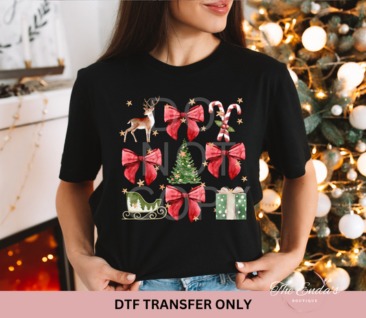 Reindeer Candy Cane Coquette DTF Transfer