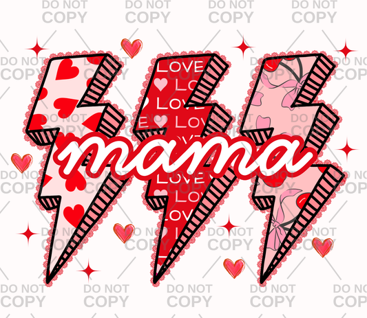 Mama Valentine Lightning Bolts DTF Transfer