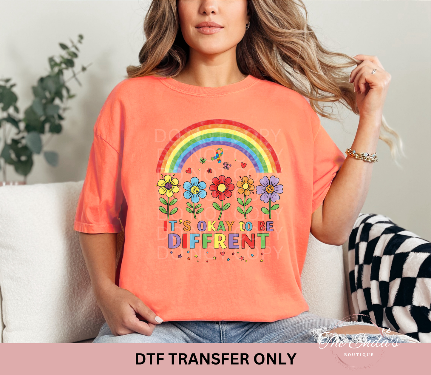 It's Okay To Be Different Rainbow Daisies DTF Transfer