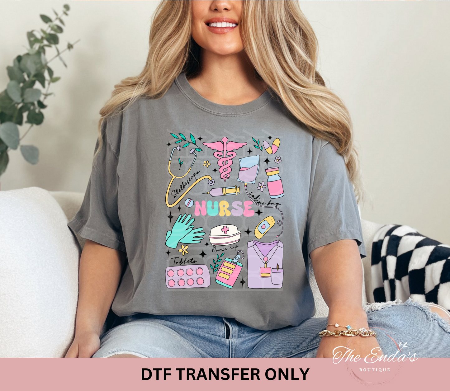 Nurse Doodles Full Color DTF Transfer