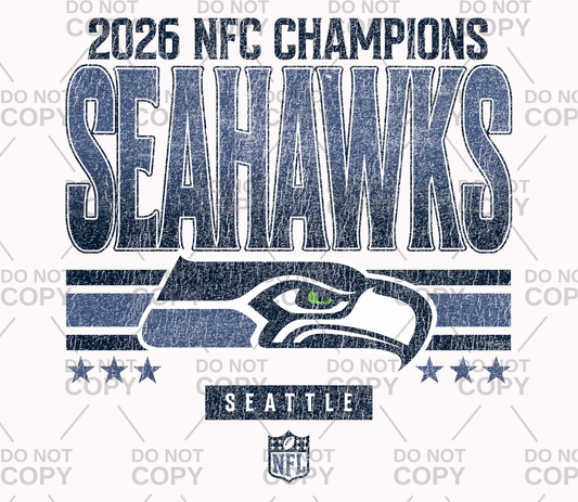 Distressed Seahawks 2026 NFC Champions DTF Transfer