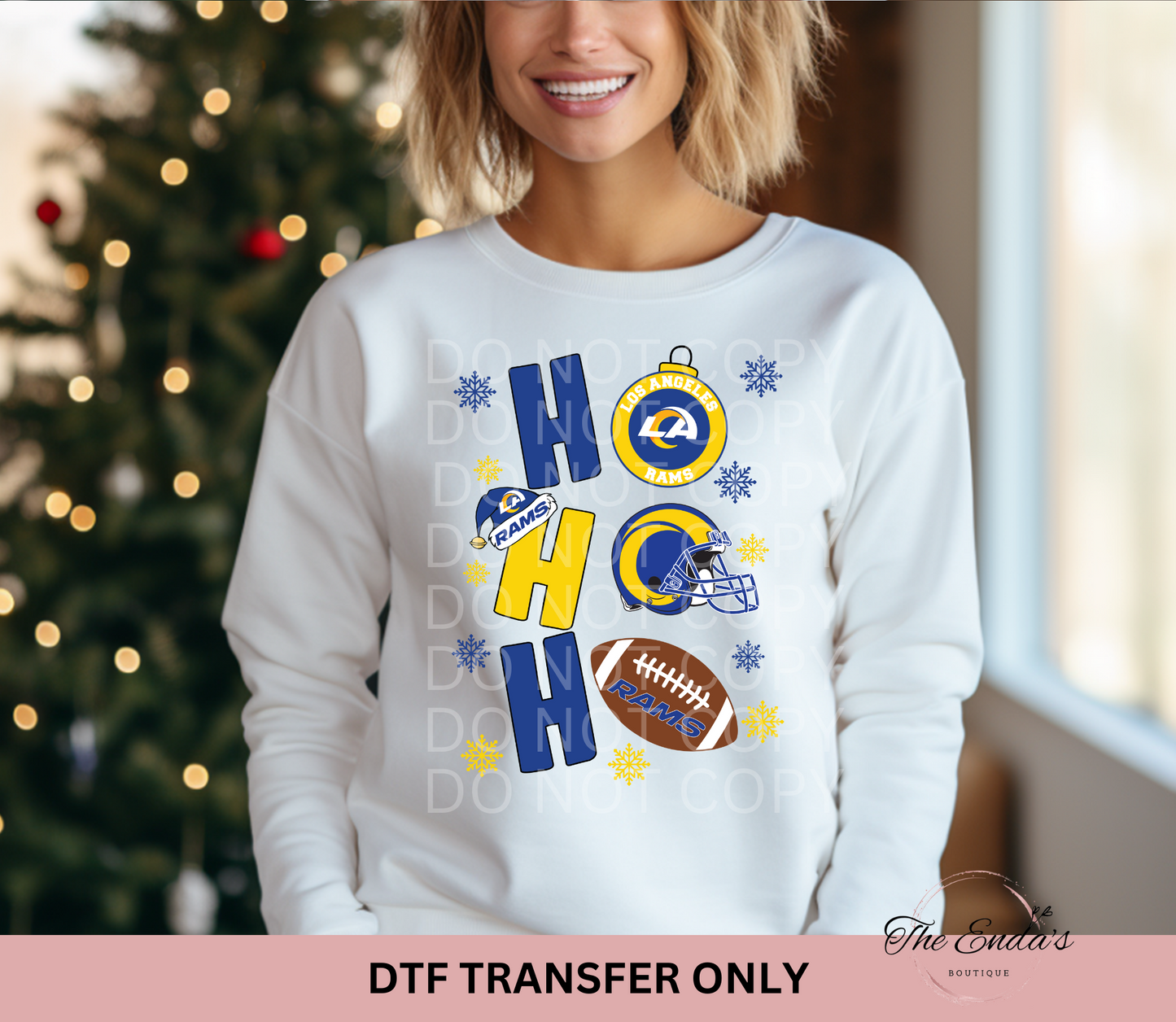 Ho Ho Ho Los Angeles Rams DTF Transfer