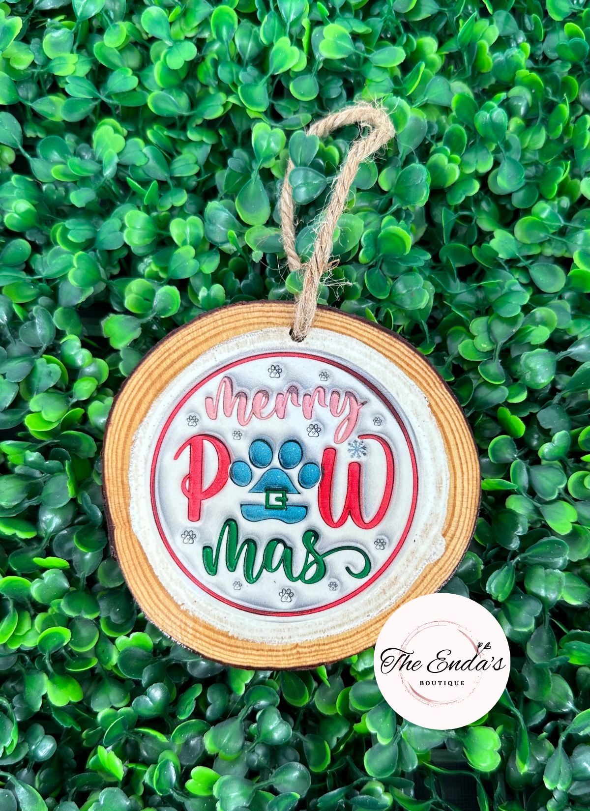 Merry Pawmas Wooden Ornament