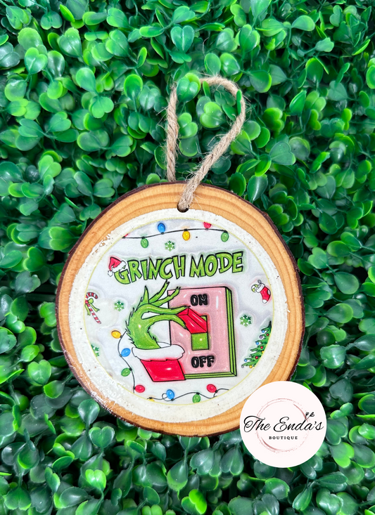 Grinch Mode Wooden Ornament