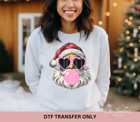 Bubble Gum Santa DTF Transfer