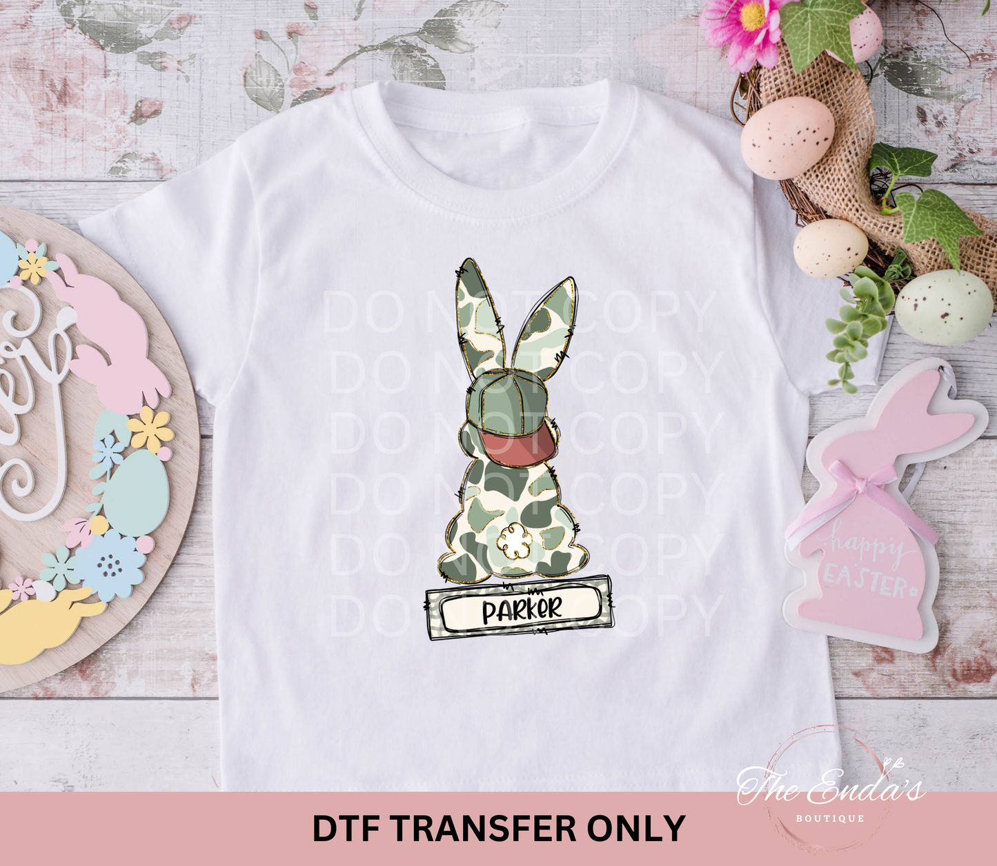 Personalized Camo Bunny DTF Transfer