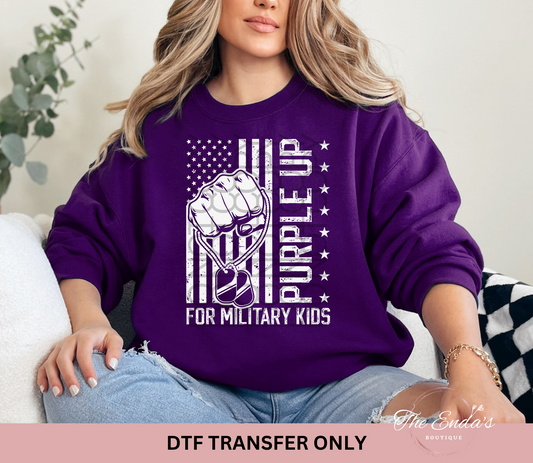 Purple Up For Military Kids Flag DTF Transfer