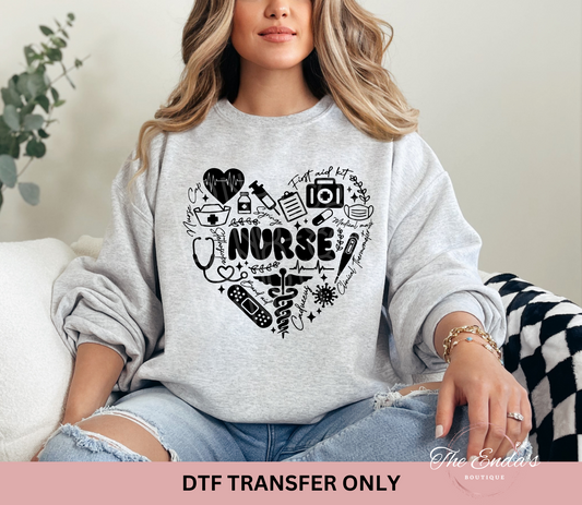 Nurse Doodles Single Color DTF Transfer