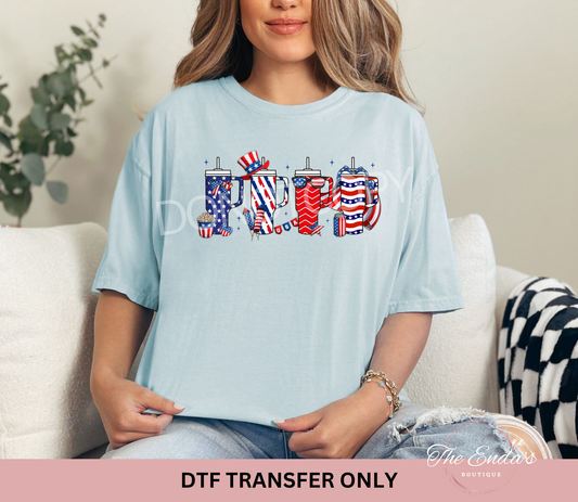 Patriotic Cups DTF Transfer