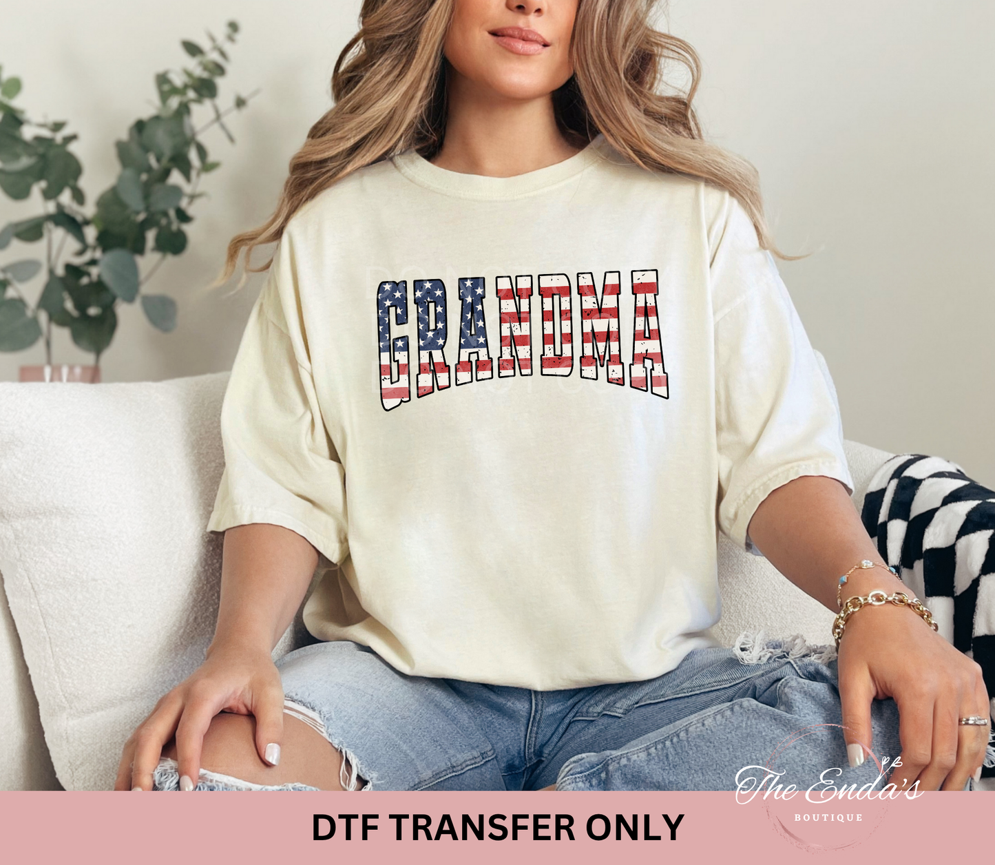 Distressed Patriotic Grandma DTF Transfer