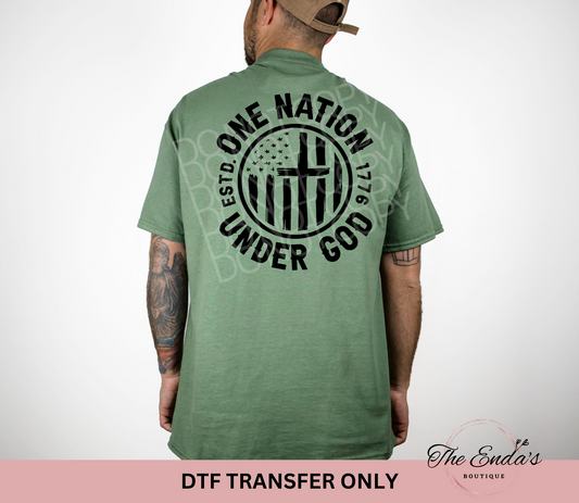 One Nation Under God DTF Transfer