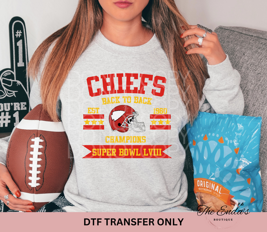 Vintage Chiefs Back To Back Champs SB LVIII DTF Transfer