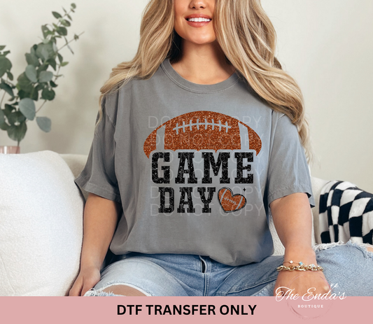 Faux Glitter Football Game Day DTF Transfer