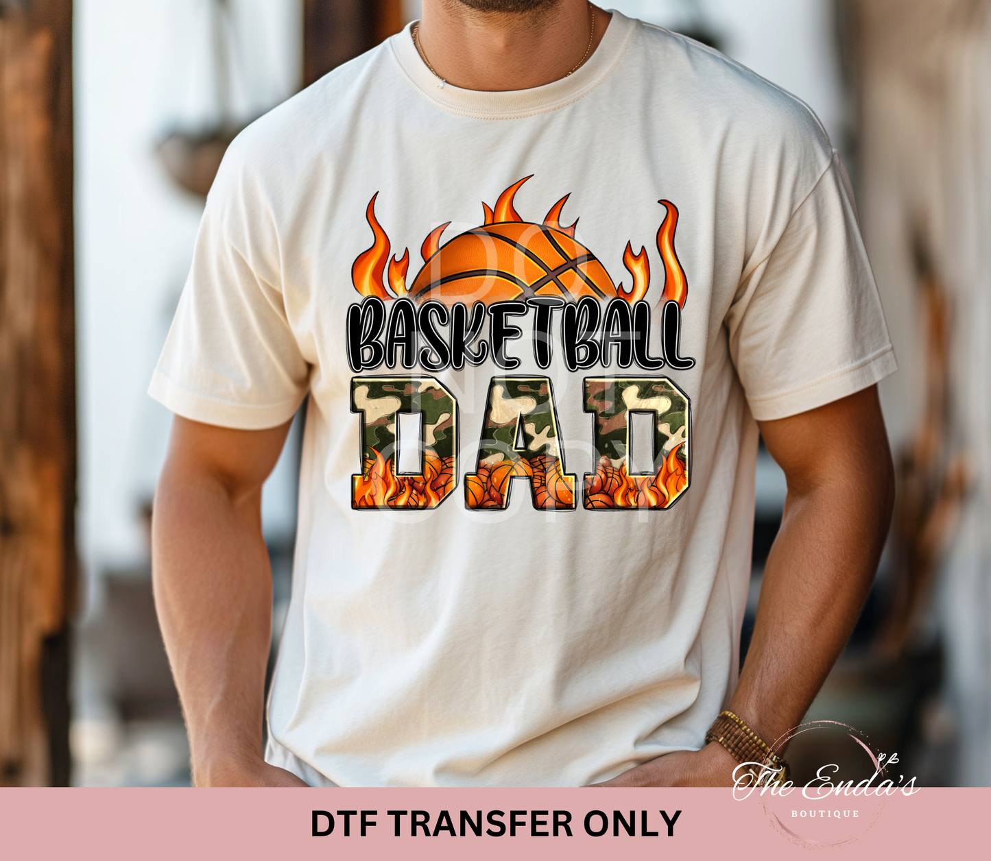 Basketball Dad Camo/Flames DTF Transfer