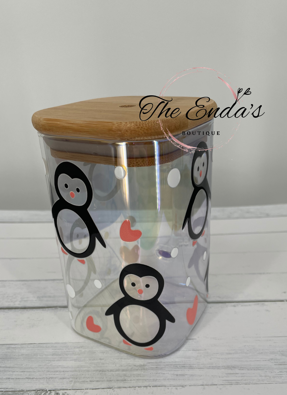 Penguin Hearts Square Iridescent Cup