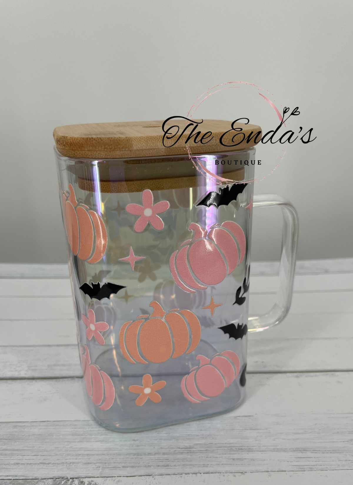 Pumpkins and Bats Square Iridescent Cup