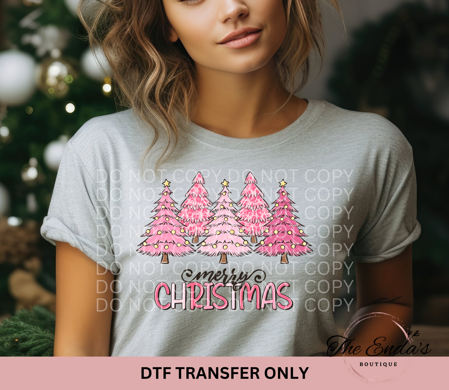 Pink Merry Christmas DTF Transfer