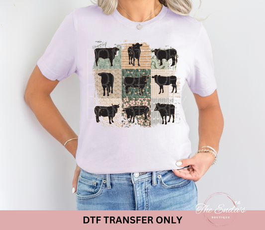 Retro Cows DTF Transfer