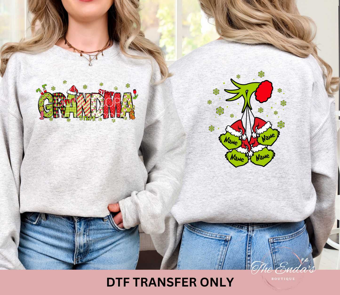 Green Man Personalized Kids Names (FRONT/BACK SET) DTF Transfer