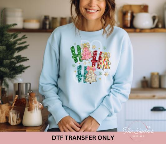 Faux Sequin Ho Ho Ho DTF Transfer
