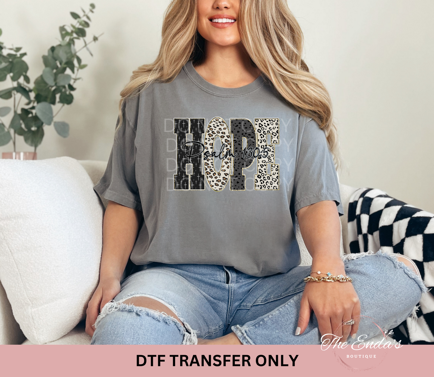 Leopard Bible Hope Psalm 130:5 DTF Transfer