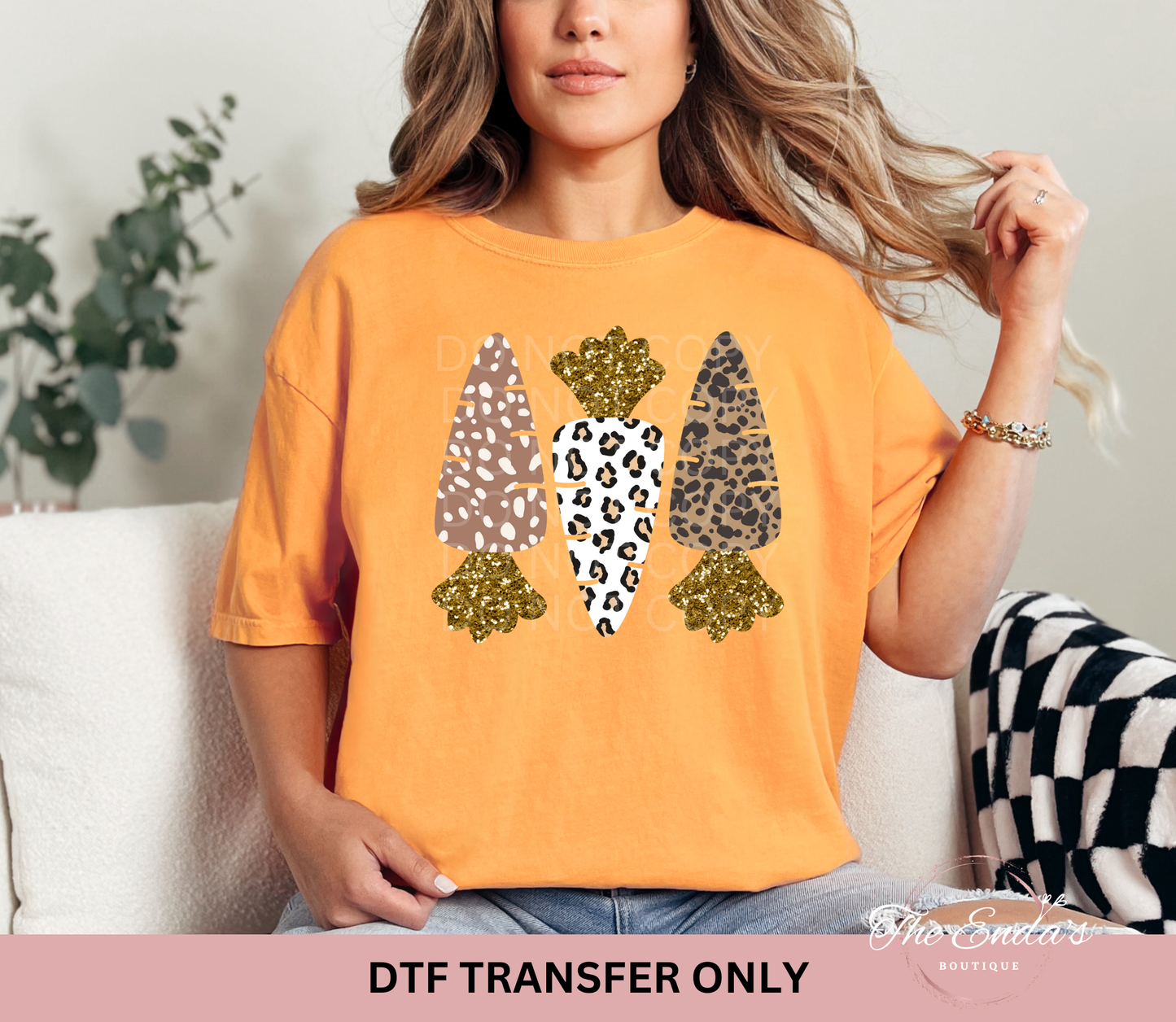 Faux Glitter Easter Carrots DTF Transfer