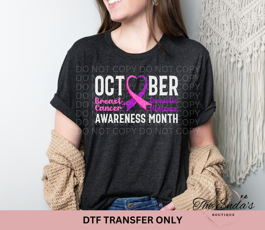 October Awareness Month DTF Transfer