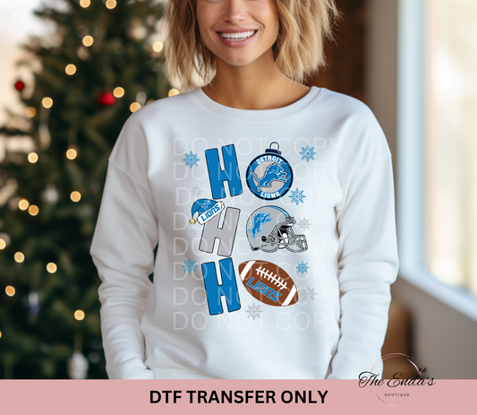 Ho Ho Ho Detroit Lions DTF Transfer