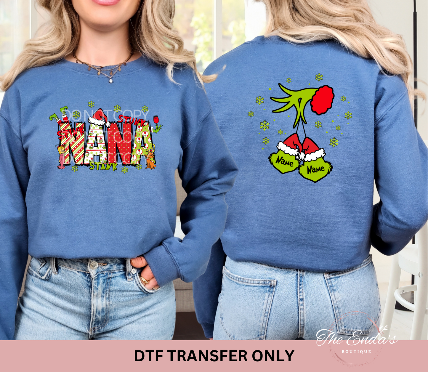 Green Man Personalized Kids Names (FRONT/BACK SET) DTF Transfer