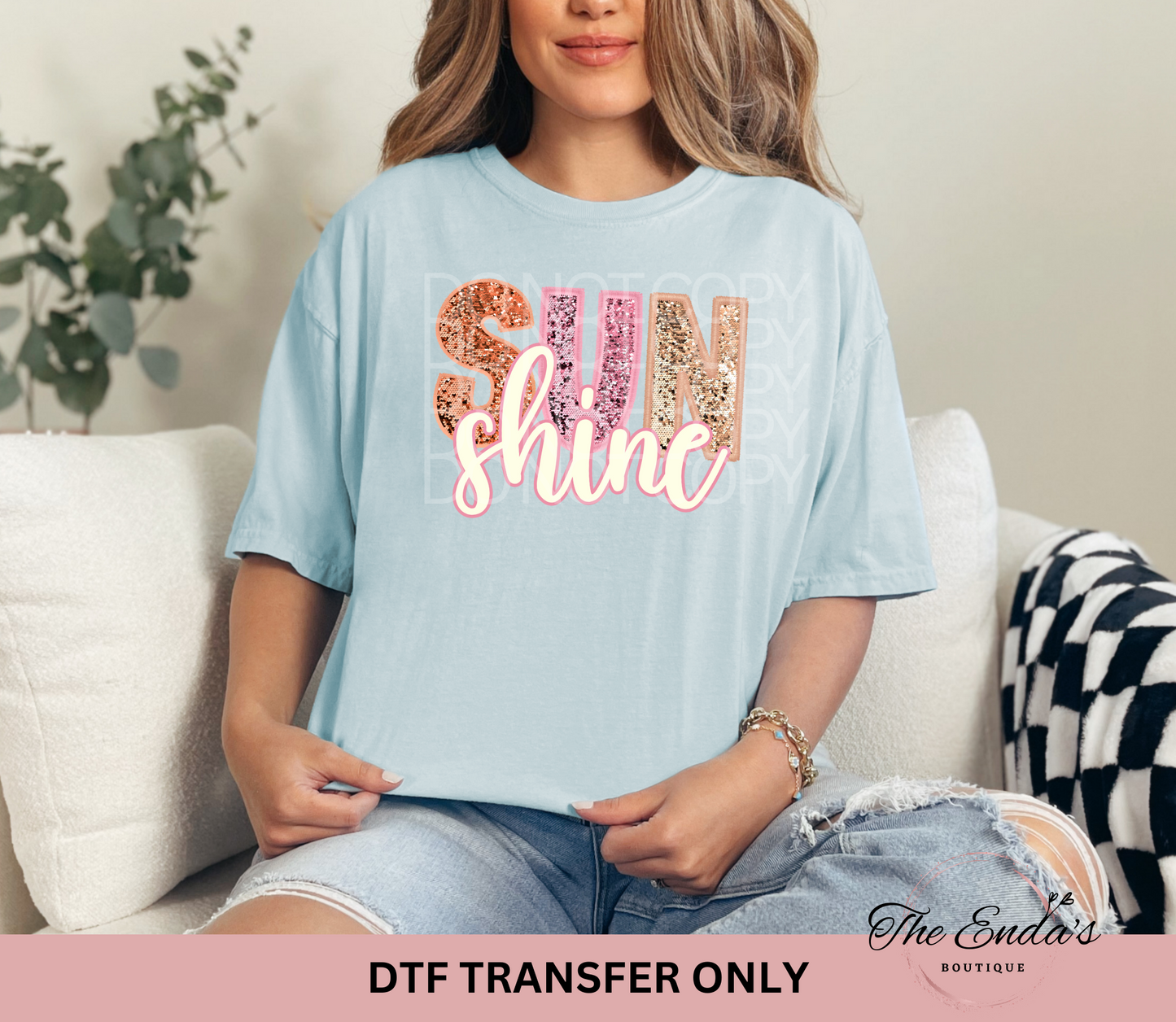 Sunshine Faux Sequin Embroidery DTF Transfer