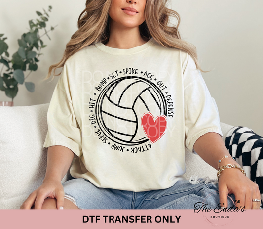 Volleyball Heart DTF Transfer